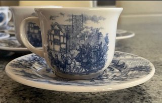Juego Tazas Café Vintage Loza Inglesa Azul