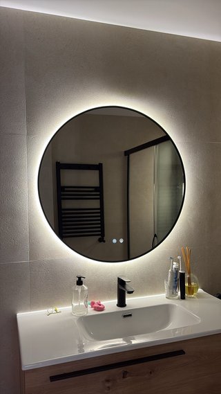 Espejo Redondo Negro LED