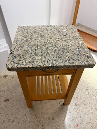 Mesa Auxiliar Cocina Granito y Madera