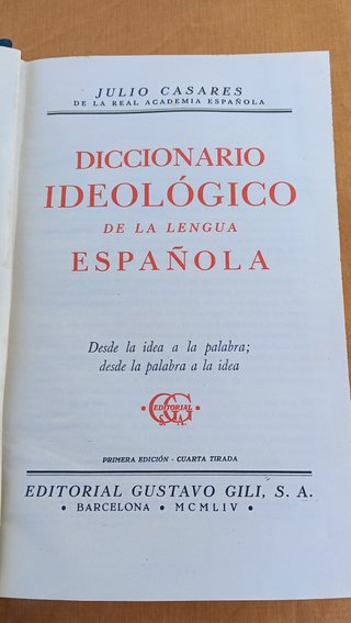 Diccionario Ideológico Julio Casares RAE Ed. 1954
