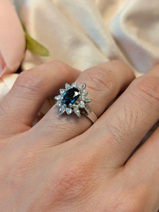 Anello in Argento con Zaffiro Naturale