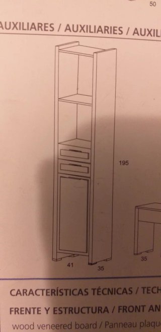 Armario de madera 40cm 2 puertas 2 cajones
