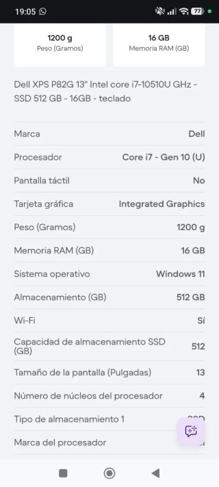 Dell XPS 2020 Negro 16ram 500g ssd