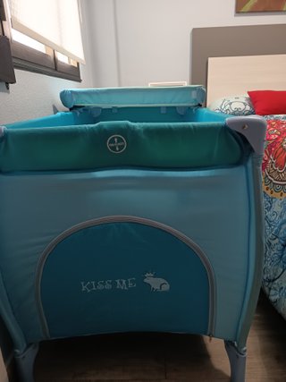 Cuna de viaje plegable azul