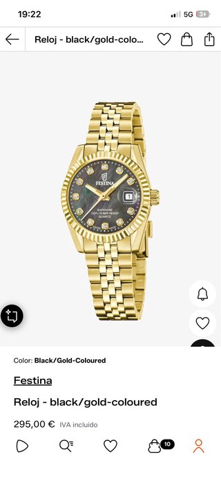Reloj Festina Negro/Dorado Mujer