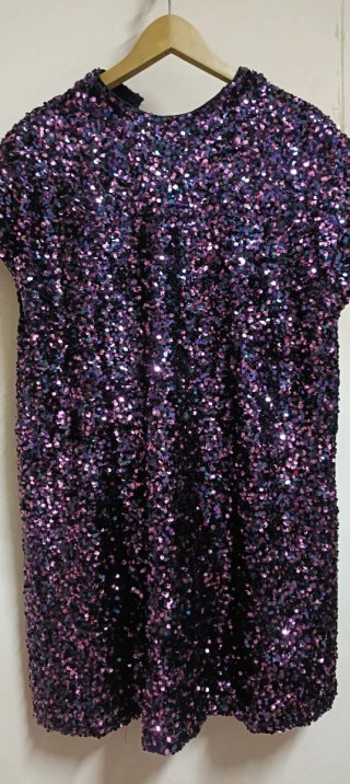 Vestido lentejuelas morado Zara Talla XL