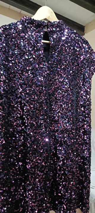 Vestido lentejuelas morado Zara Talla XL