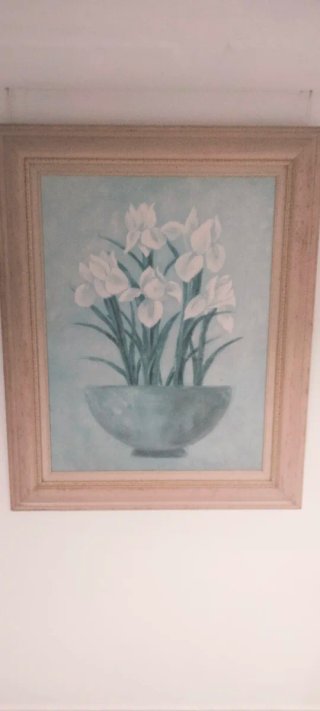 Lámina de flores en marco de madera