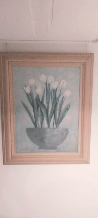 Lámina de flores en marco de madera