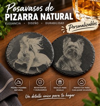 Set Posavasos Pizarra Natural Personalizables