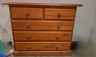 Conjunto mesitas y cajonera madera maciza