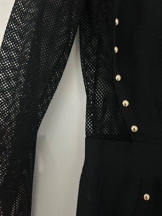 Vestido fiesta manga larga con perlas
