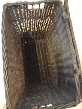 Cesta Baúl Mimbre Negro con Tapa