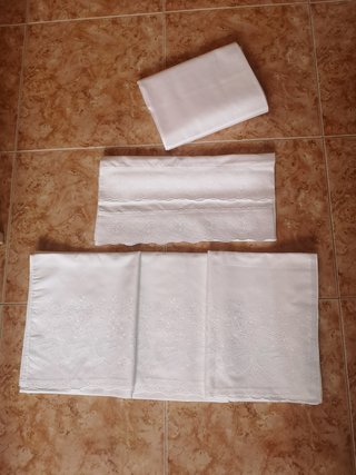 Juego de sábanas bordadas blancas cama 135/150