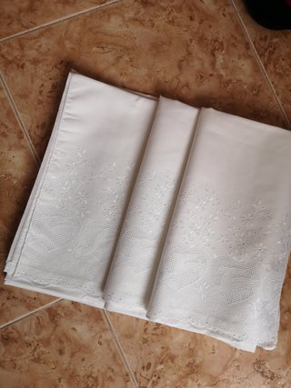 Juego de sábanas bordadas blancas cama 135/150