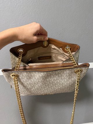 Borsa Michael Kors monogram beige e oro
