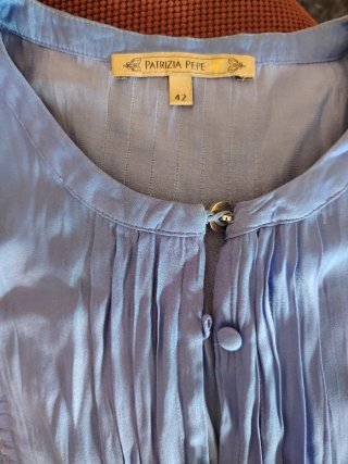 Blusa Patrizia Pepe blu plissettata Tg 42