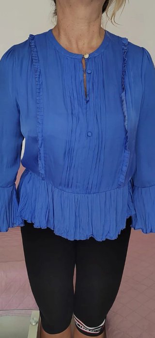 Blusa Patrizia Pepe blu plissettata Tg 42