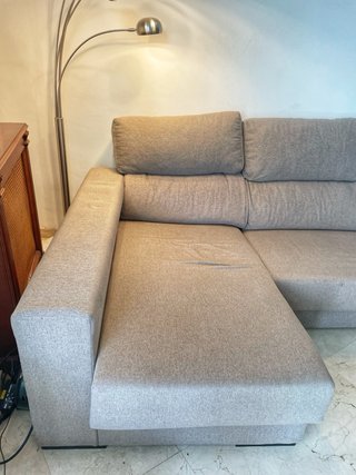 Sofá chaise longue beige/gris
