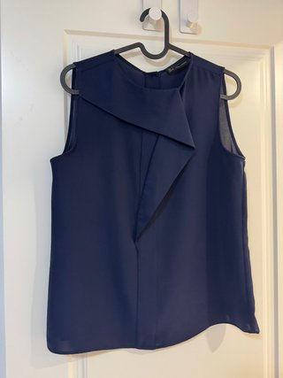 Blusa Zara Basic azul marino talla S