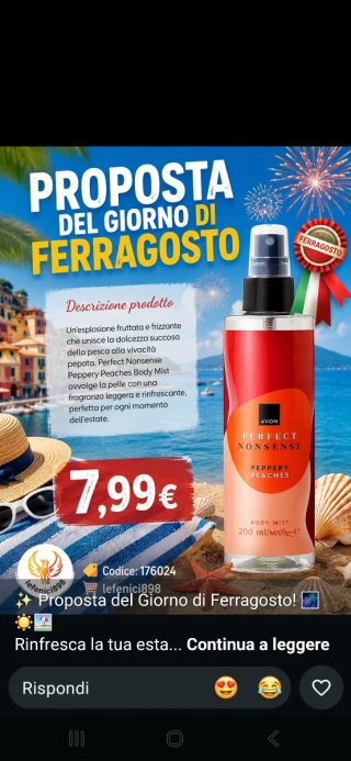 Avon Perfect Nonsense Peppery Peaches Body Mist