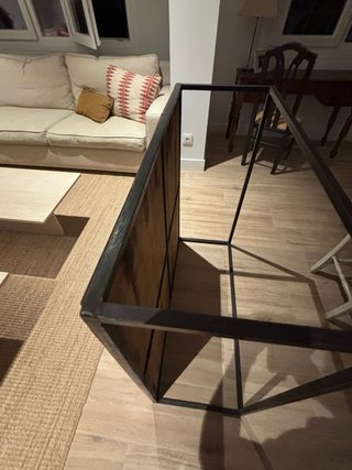 Mesa de centro madera maciza hierro industrial