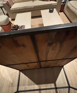 Mesa de centro madera maciza hierro industrial
