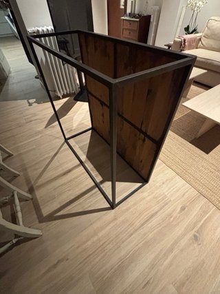 Mesa de centro madera maciza hierro industrial