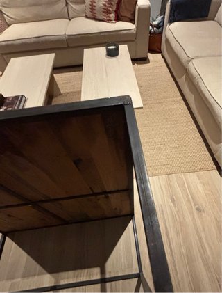 Mesa de centro madera maciza hierro industrial