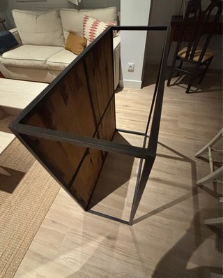 Mesa de centro madera maciza hierro industrial