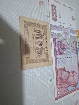 2 Billetes Rumanía 10000 Lei
