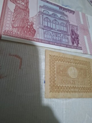 2 Billetes Rumanía 10000 Lei