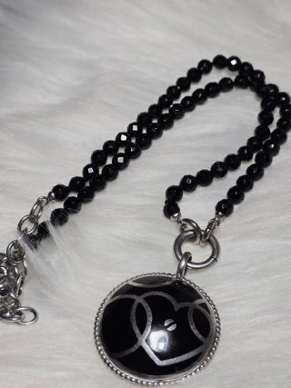 Collana Facco con pendente nero e argento