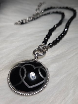 Collana Facco con pendente nero e argento