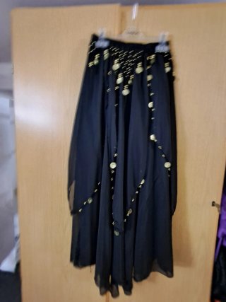 Gonna Danza Ventre Nera con Monete Oro