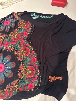 Camiseta Desigual Estampada Negra Multicolor