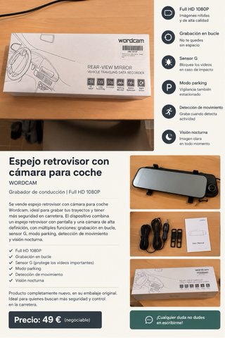 Espejo retrovisor con camara