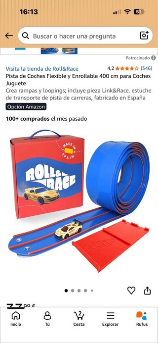 Pista de Coches Flexible y Enrollable 500 cm