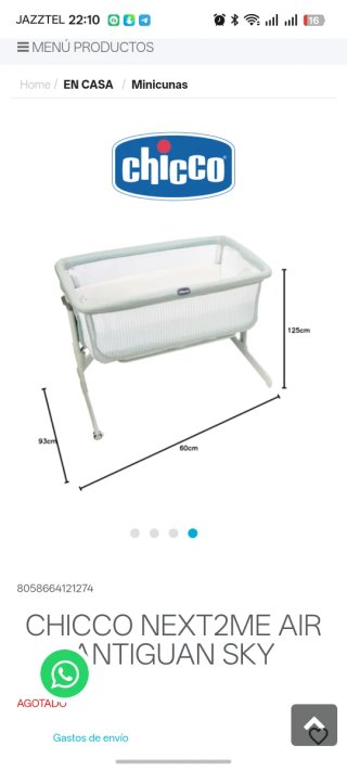 Mini Cuna Colecho Chicco Next2Me Air