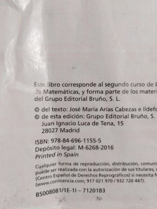 Matemáticas, Bachillerato 2