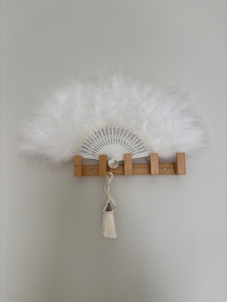 Abanico blanco de plumas