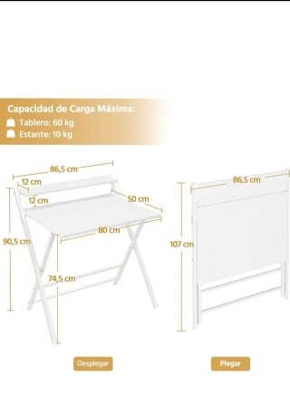 A ESTRENAR Escritorio Plegable Yaheetech Blanco