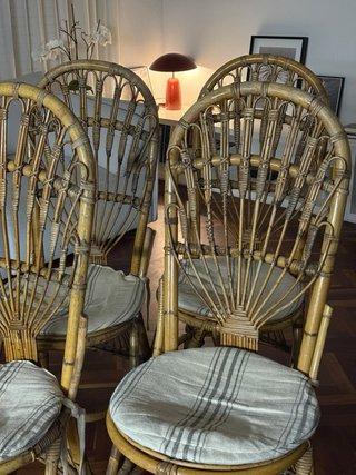 Sillas de comedor de mimbre vintage años 70/80