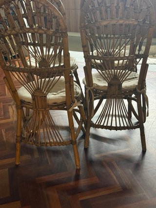 Sillas de comedor de mimbre vintage años 70/80