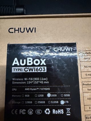 Mini PC Chuwi AuBox Ryzen 7 8745HS 16GB DDR5 1TB