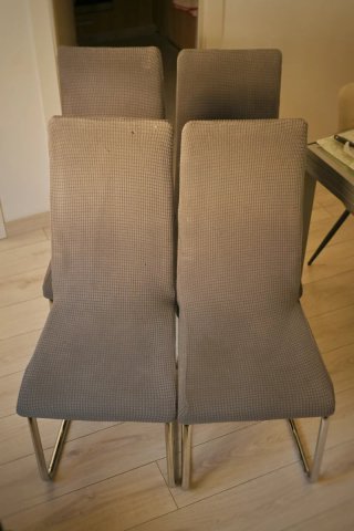4 Sillas Comedor Tela y Metal