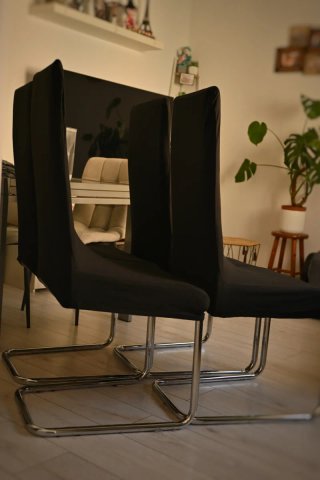 4 Sillas Comedor Tela y Metal