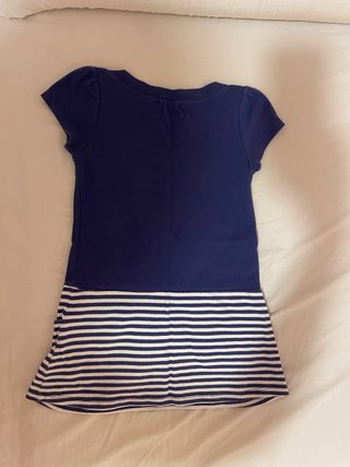 Vestido niña azul y rayas. Talla 5-6 años