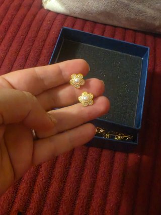 Pendientes flor Swarovski dorados
