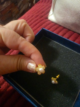 Pendientes flor Swarovski dorados